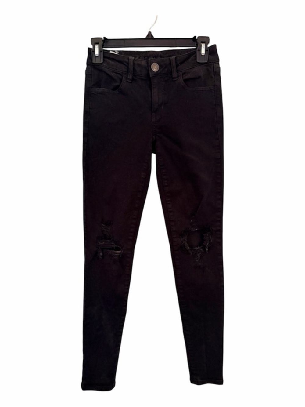 AEO 2 Next Level Stretch Black Ripped Skinny Jeans